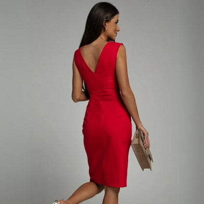 Sofía – Elegancka damska sukienka midi z dekoltem V