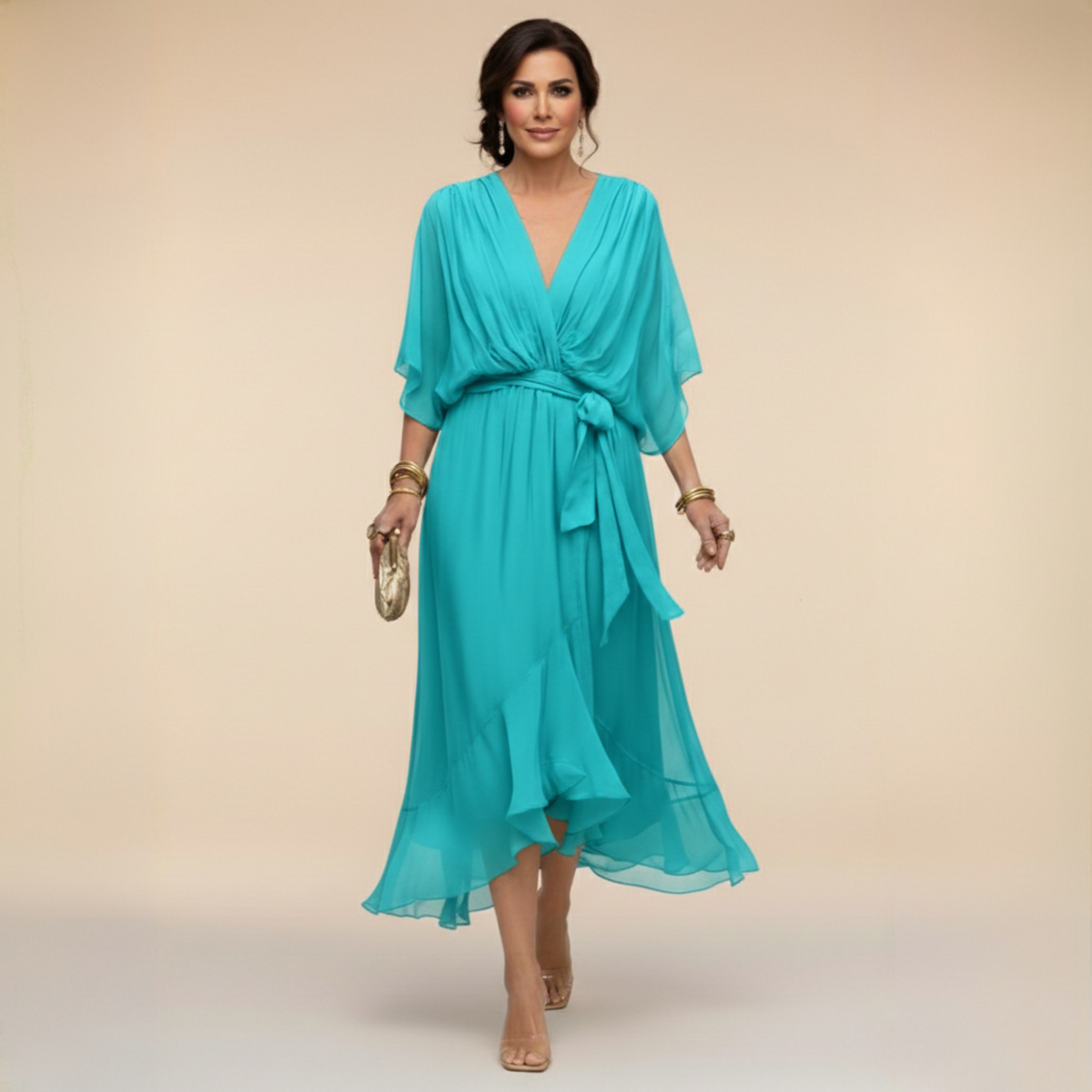 Erika – Elegant Flowing V-Neck Dress - Image 6