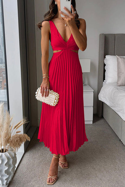 Camila – Elegancka damska sukienka wieczorowa midi plisowana