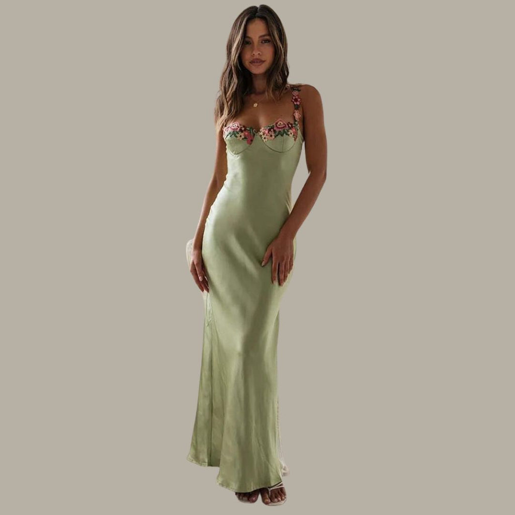 Verena – Women  Satin Floral Print Evening Dress - Image 8