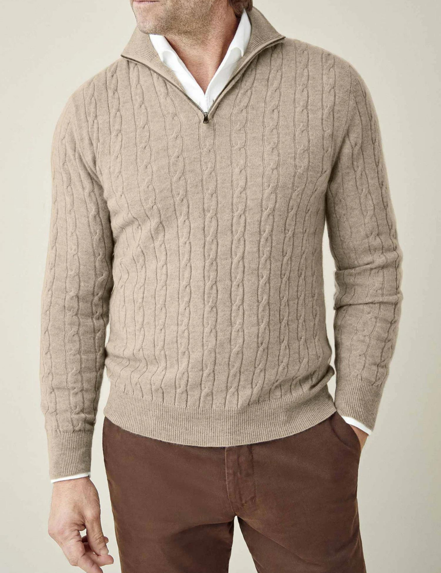 Adrian – Męski sweter z golfem pół-zip