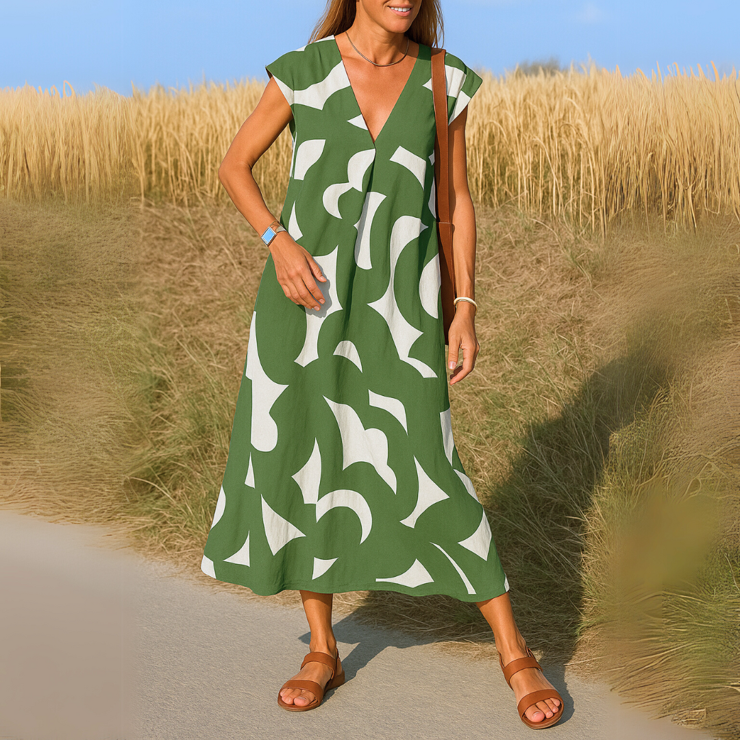 Riley - V-Neck Midi Dress - Image 3