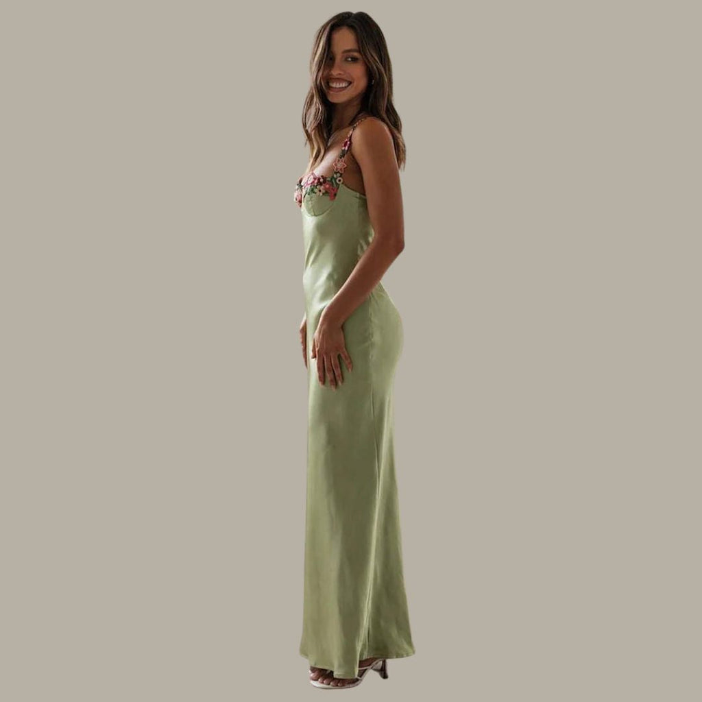 Verena – Women  Satin Floral Print Evening Dress - Image 10