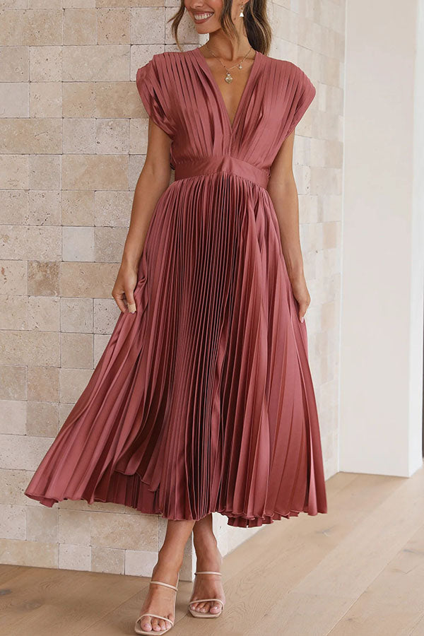 Mia – Women Satin Pleated Maxi Dress - Image 26