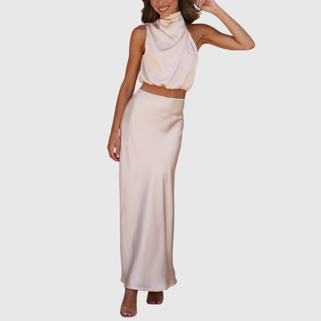 Annika – Elegant satin drape Set for Women - Image 13