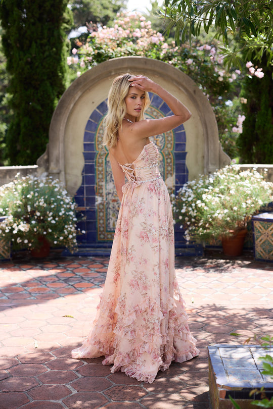 Vanessa – Women Floral Peach Tapestry Dress - Image 6