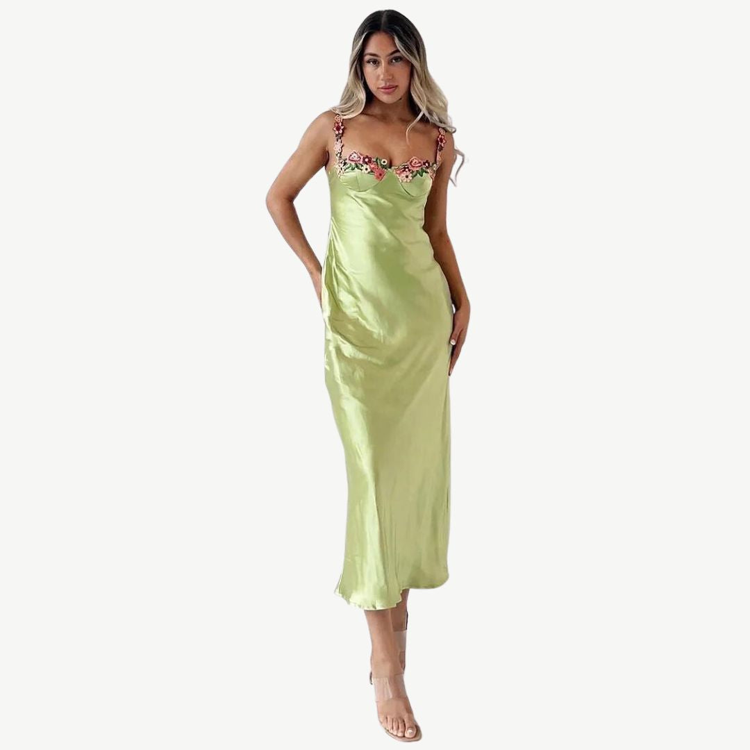 Verena – Women  Satin Floral Print Evening Dress - Image 11