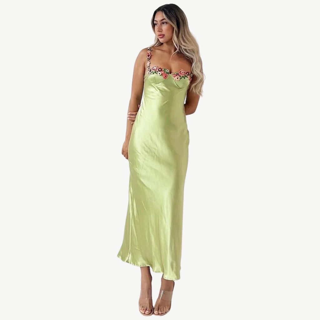 Verena – Women  Satin Floral Print Evening Dress - Image 12