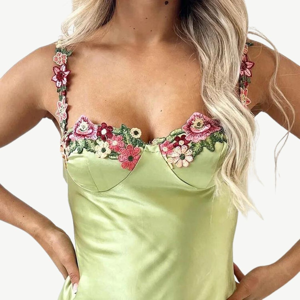 Verena – Women  Satin Floral Print Evening Dress - Image 15