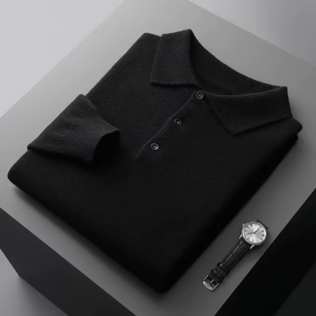 Leonardo – Męski sweter polo z dzianiny