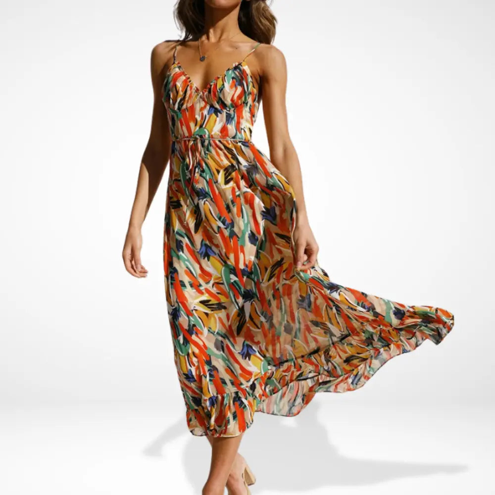 Emma – Elegant Printed with straps Dress for Women - Image 3