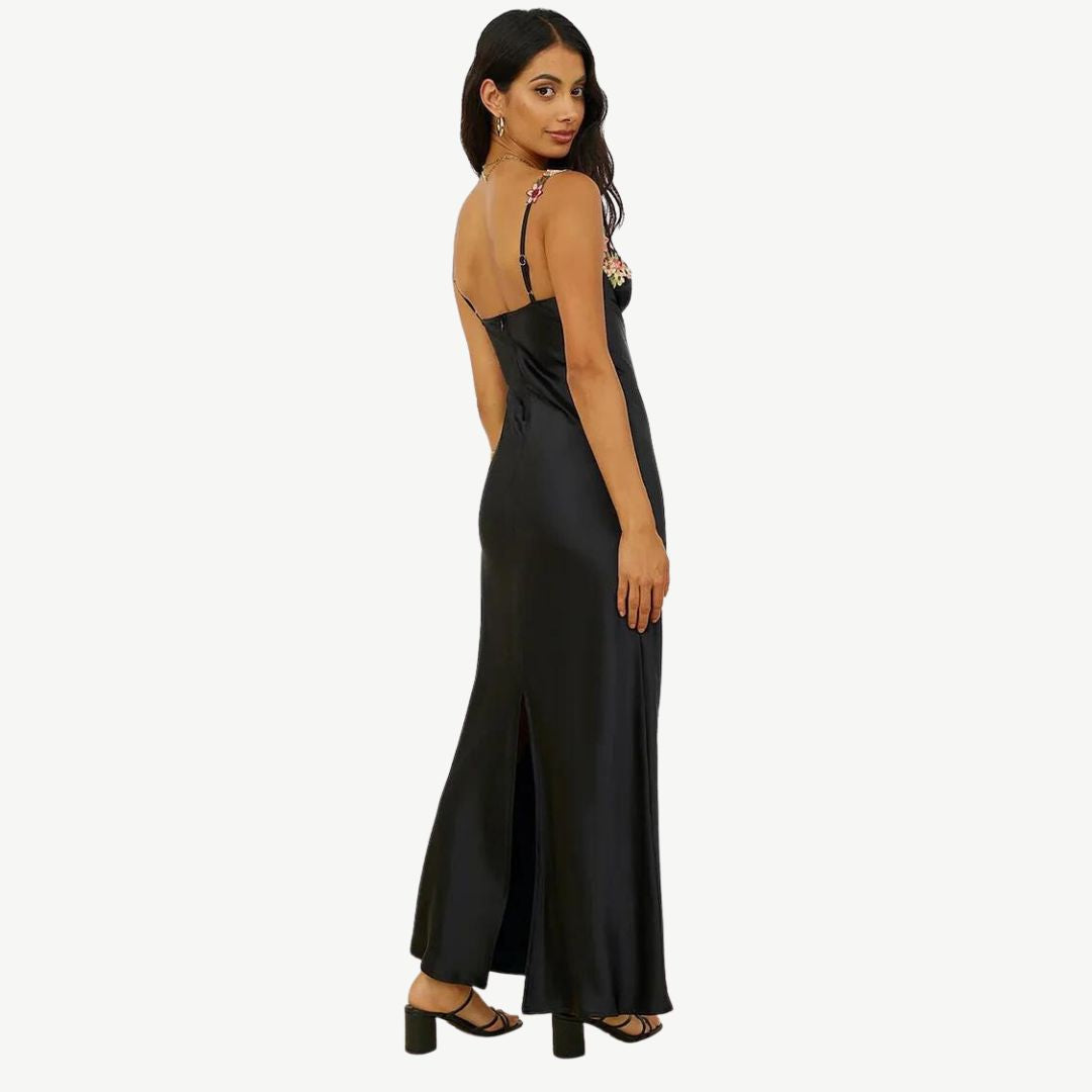 Verena – Women  Satin Floral Print Evening Dress - Image 23