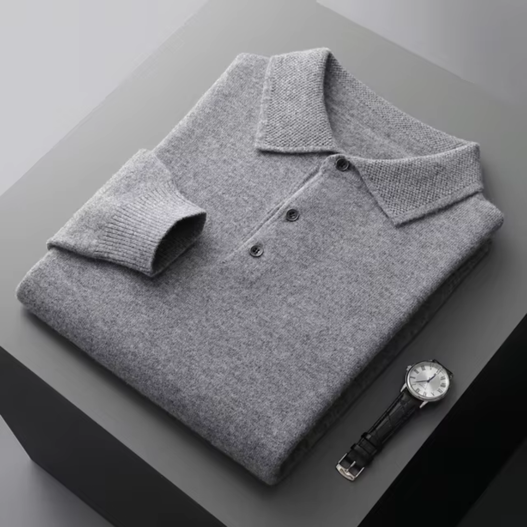Leonardo – Męski sweter polo z dzianiny