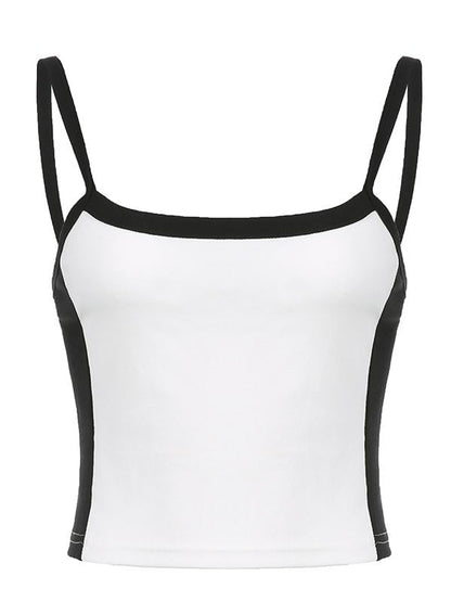 Paula – Vintage’owy krótki top damski na ramiączkach z kontrastowym wykończeniem