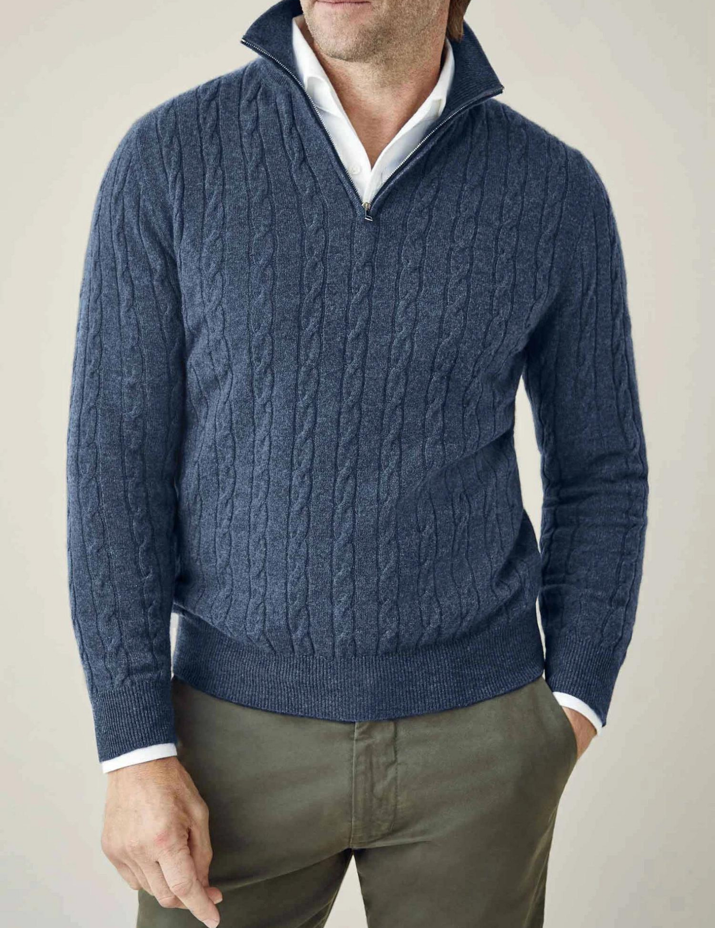 Adrian – Męski sweter z golfem pół-zip