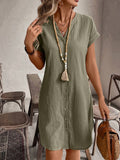 Katrin – Women Button Front Short Sleeve Dress - Image 1