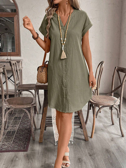 Katrin – Women Button Front Short Sleeve Dress - Image 5