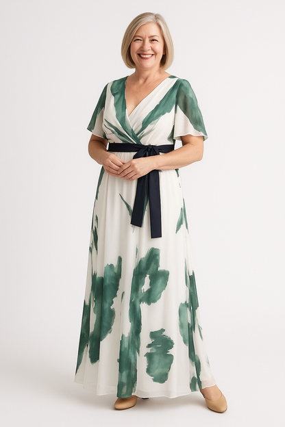 Anja – Elegant Flutter Sleeve Belted Dress for Women - Image 4