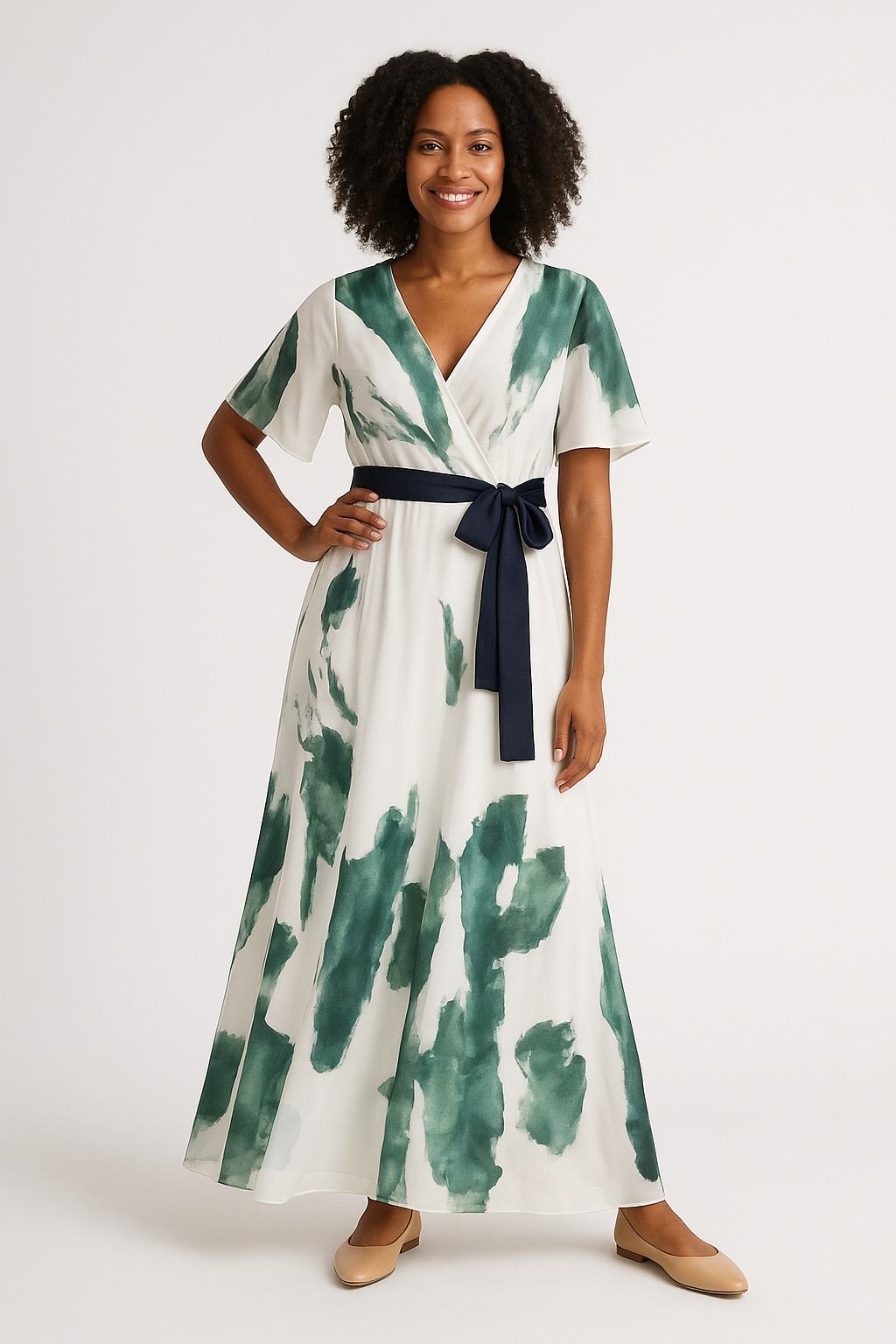 Anja – Elegant Flutter Sleeve Belted Dress for Women - Image 5