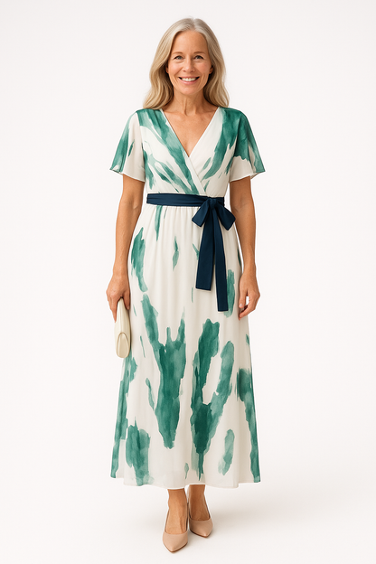 Anja – Elegant Flutter Sleeve Belted Dress for Women - Image 6