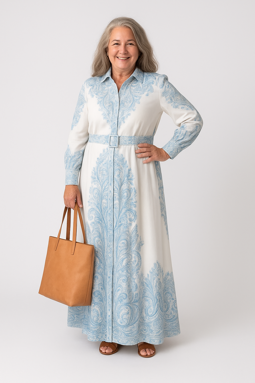 Andrea – High Neck Printed Long Sleeve Dress for Women - Image 4