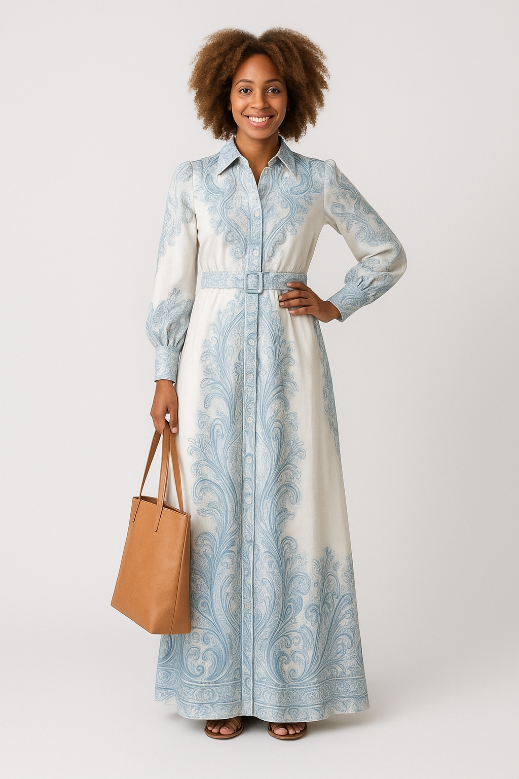 Andrea – High Neck Printed Long Sleeve Dress for Women - Image 5