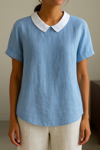 Carina – Elegant Linen Top Blouse for Women - Image 1