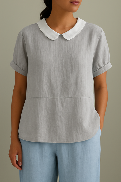 Carina – Elegant Linen Top Blouse for Women - Image 4