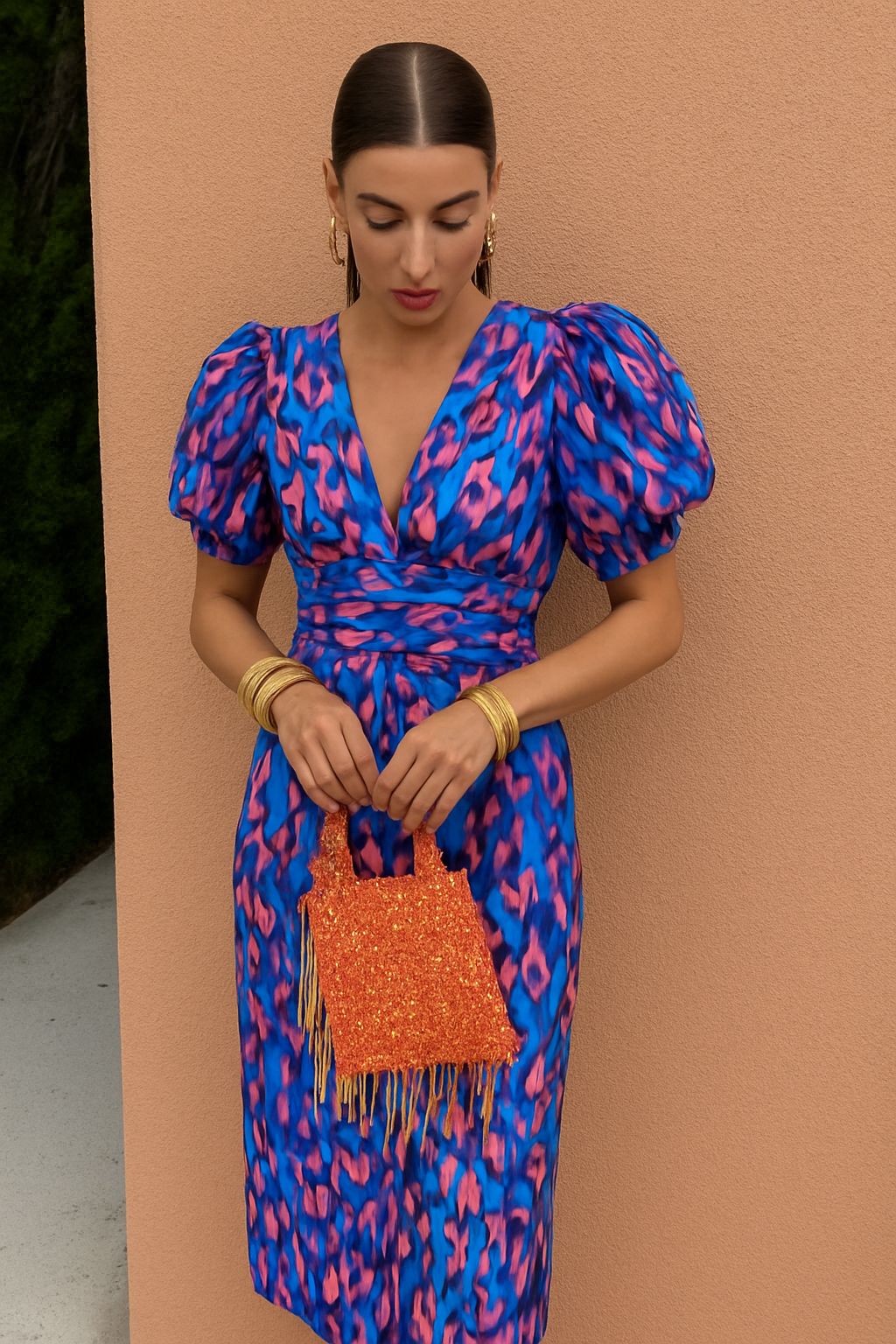 Thea – Vibrant Puff Sleeve Dress for Women - Image 2