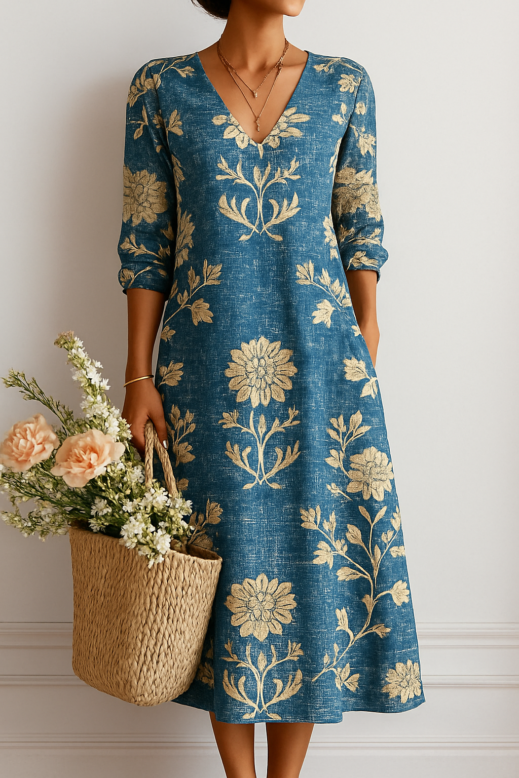 Christa – Floral Midi Dress for Women - Image 1