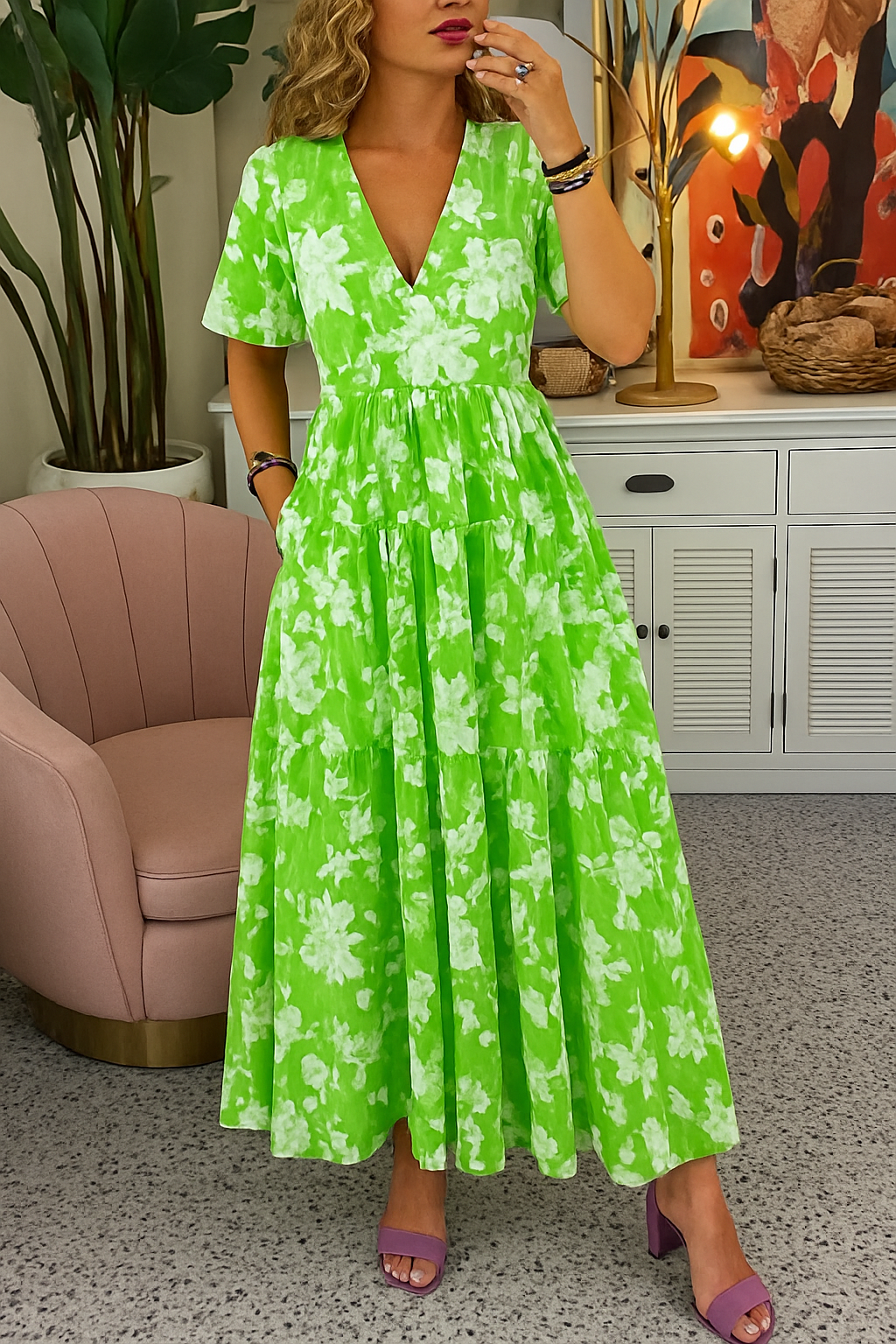 Ines – Elegant Vibrant Floral Dress for Women - Image 11