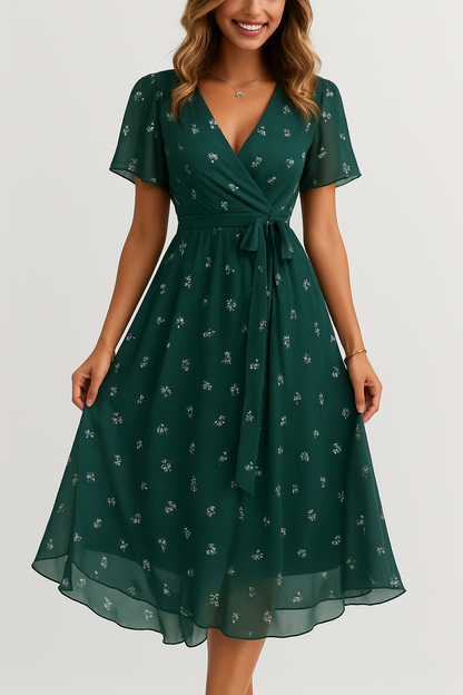Lila – Elegant V-neck short-sleeved Dress for Women - Image 2