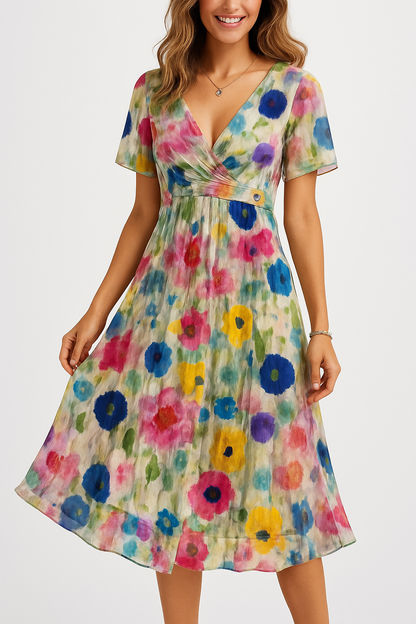 Lila – Elegant V-neck short-sleeved Dress for Women - Image 6