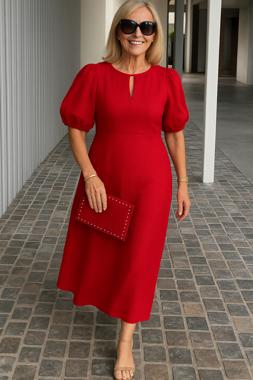 Maren – Elegant Puff-Sleeve Dress for Women - Image 2