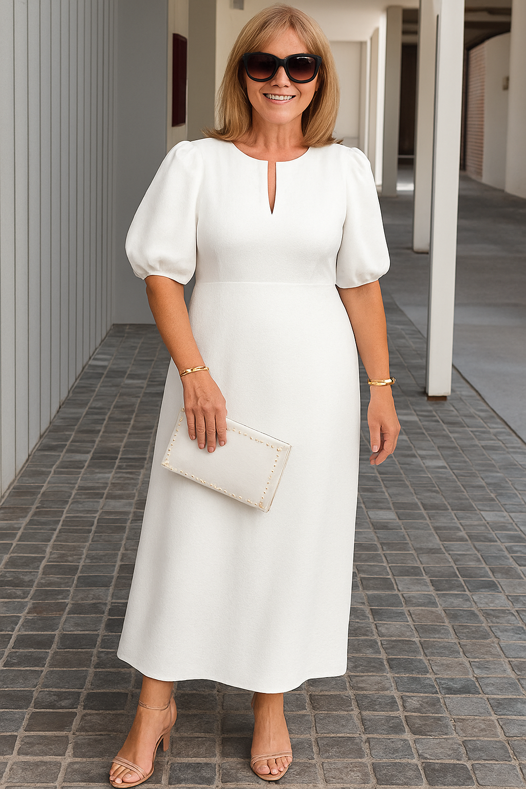 Maren – Elegant Puff-Sleeve Dress for Women - Image 8