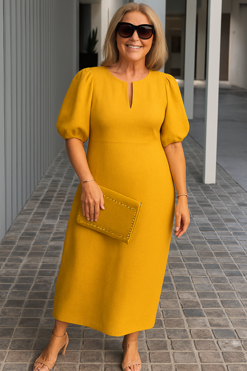 Maren – Elegant Puff-Sleeve Dress for Women - Image 9