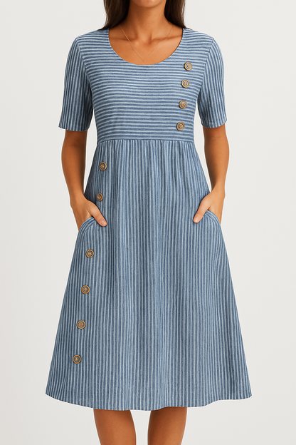Irina – Stylish Striped Midi Dress for Women - Image 1