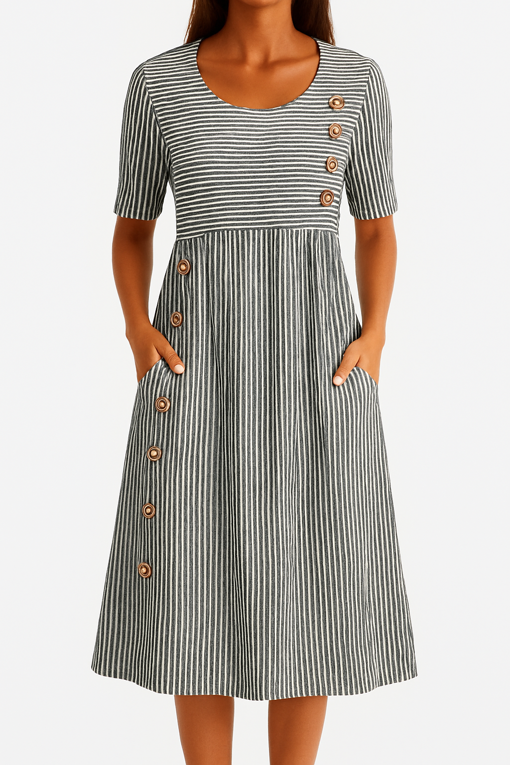 Irina – Stylish Striped Midi Dress for Women - Image 2
