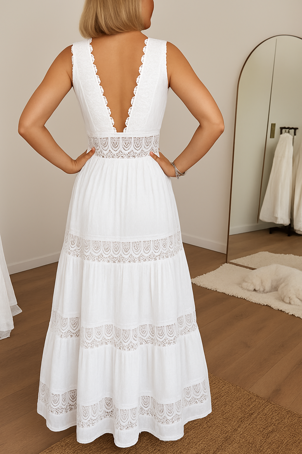 Elvira – Elegant V-Neck Lace Tank Dress for Women - Image 2