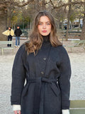 Kurtka damska z paskiem, o swobodnym kroju i z wysokim kołnierzem - J&B; - 4 - Livia-Moda