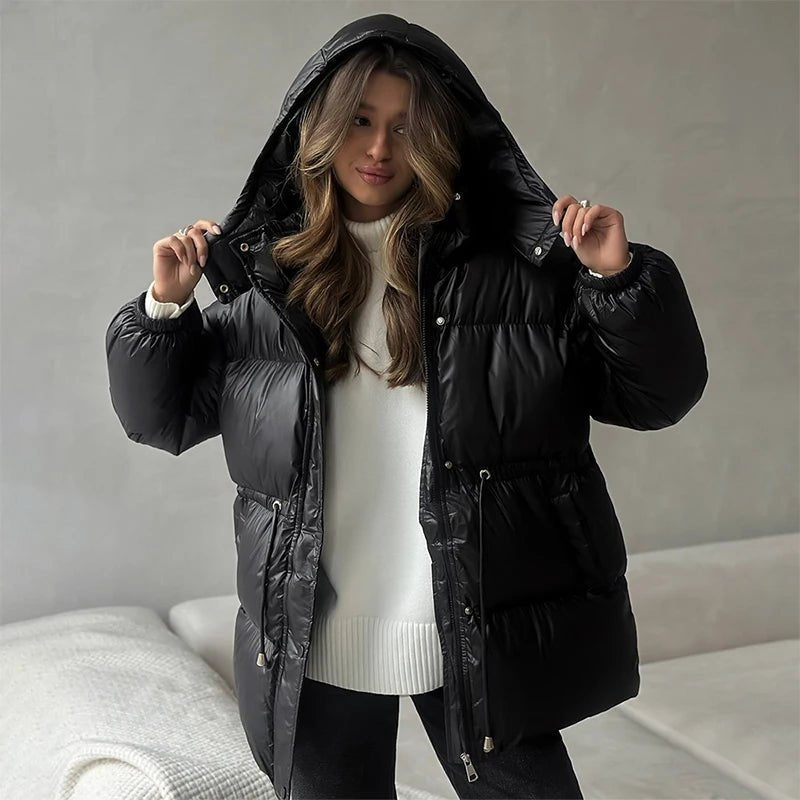 Kurtka puchowa damska z sznurkiem i wydłużonym krojem - J&B; - 12 - Livia-Moda