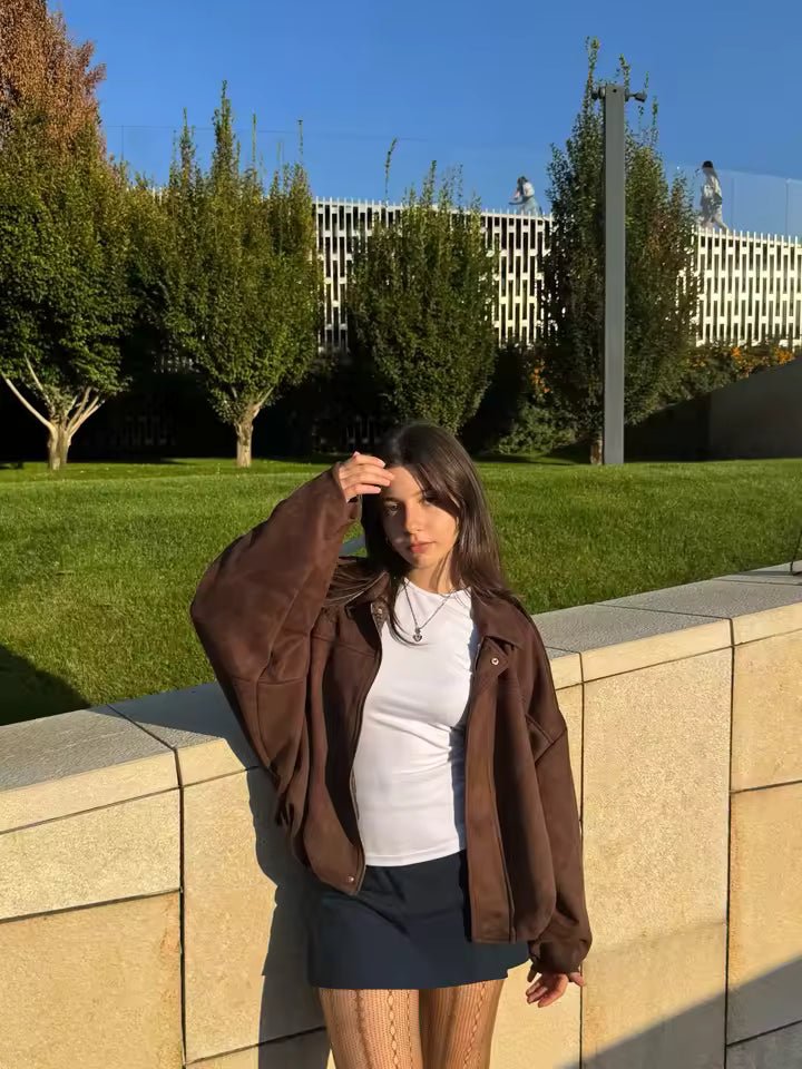 Kurtka bomberowa damska, oversize, z zamkiem błyskawicznym - J&B; - 14 - Livia-Moda