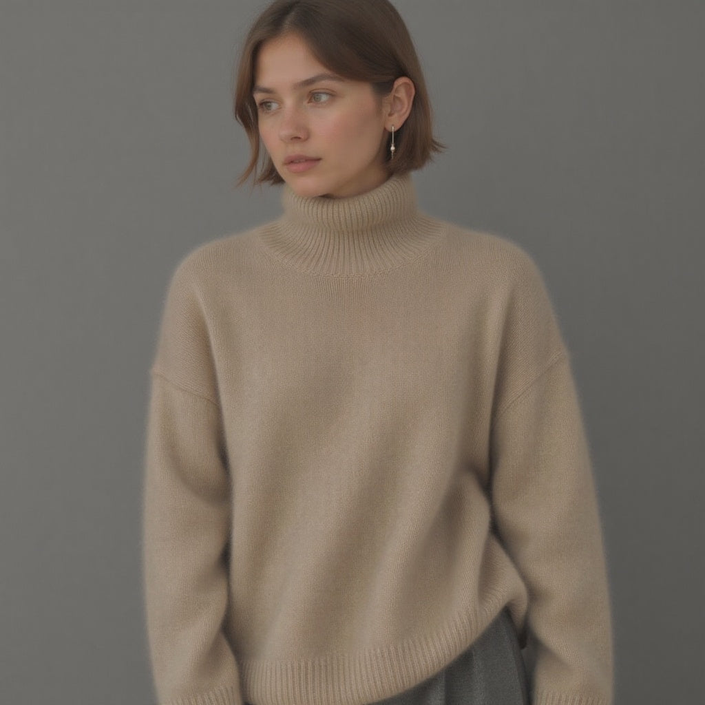 Pullover damski oversize z golfem i luźnym krojem | L&V - 4 - Livia-Moda