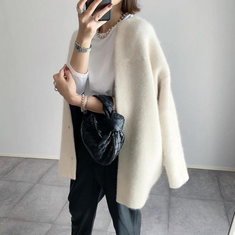 Elegancki damski kardigan zapinany na guziki o luźnym kroju - L&S; - 6 - Livia-Moda