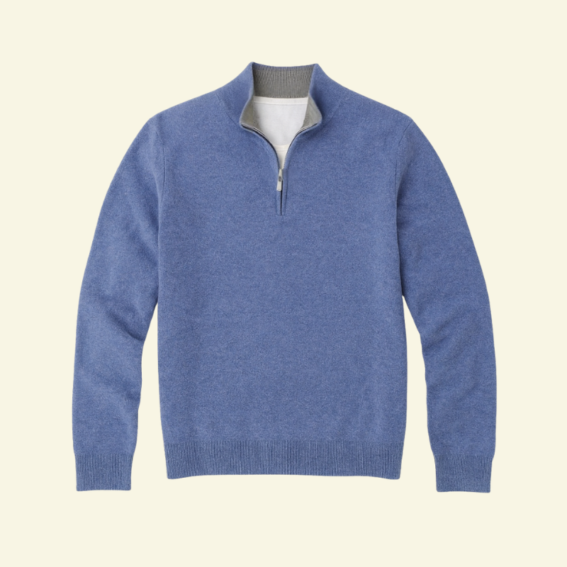 Męski sweter z wysokim kołnierzem i półzamkiem - L&S; - 12 - Livia-Moda