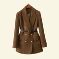 Elegancka damska marynarka z tweedu z paskiem w talii - L&S; - 1 - Livia-Moda