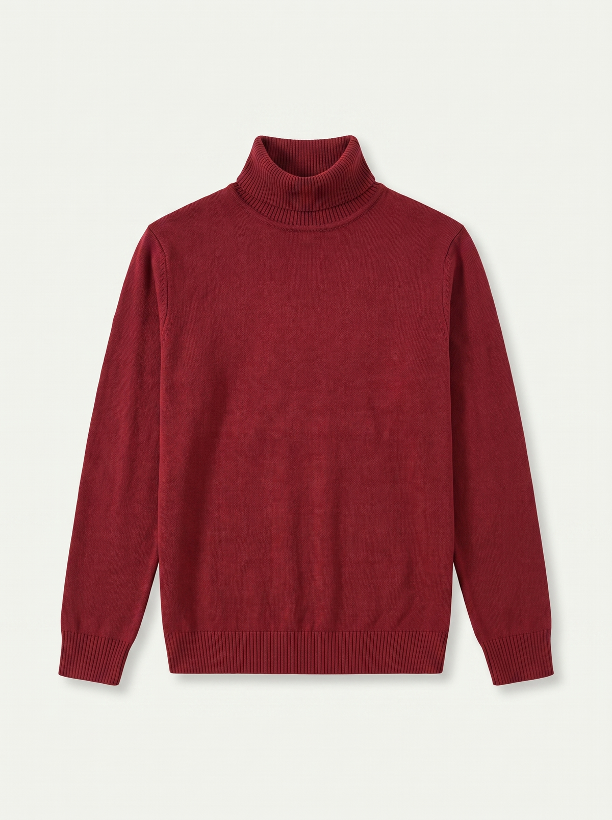 Męski sweter z golfem w kolorze bordowym o klasycznym kroju - L&S; - 5 - Livia-Moda