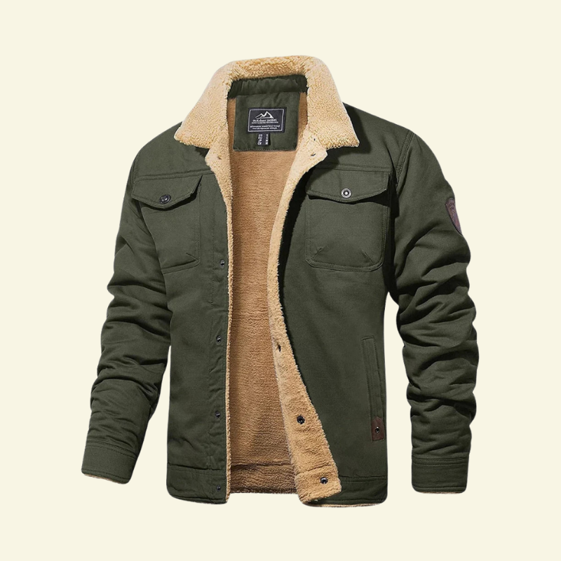 Męska kurtka z podszewką z materiału typu sherpa i zapięciem na guziki - L&S; - 7 - Livia-Moda