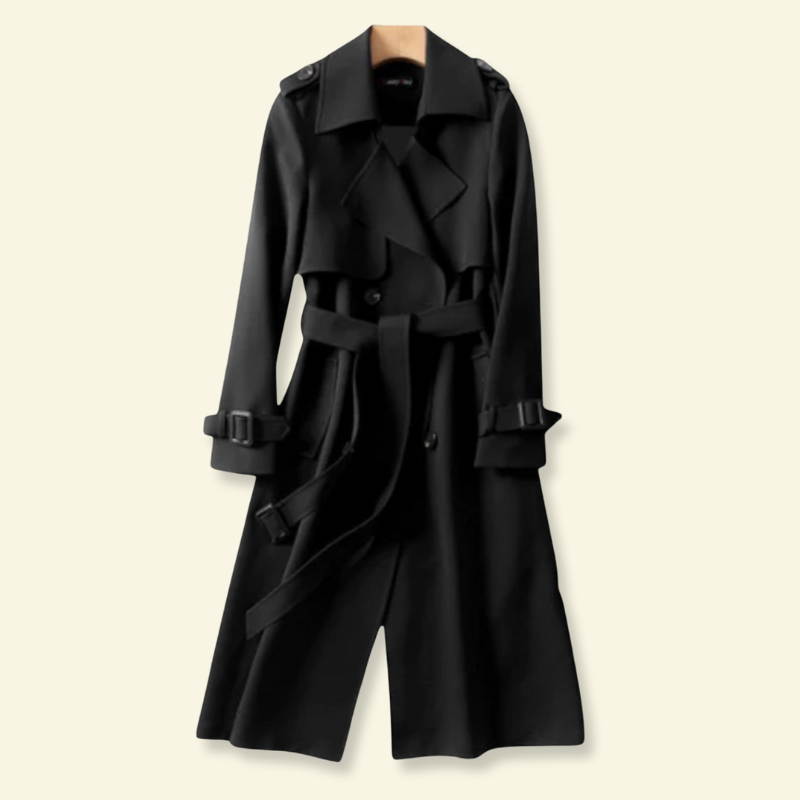 Elegancki damski trencz z podwójnym zapięciem - L&S; - 4 - Livia-Moda