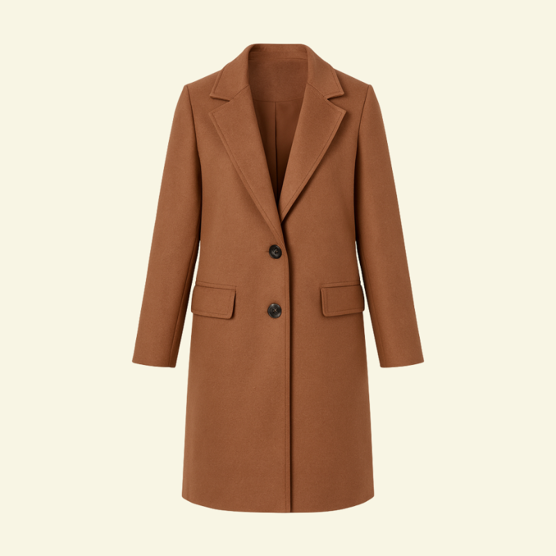 Elegancki, dopasowany płaszcz damski z klasycznym kołnierzem - L&S; - 5 - Livia-Moda